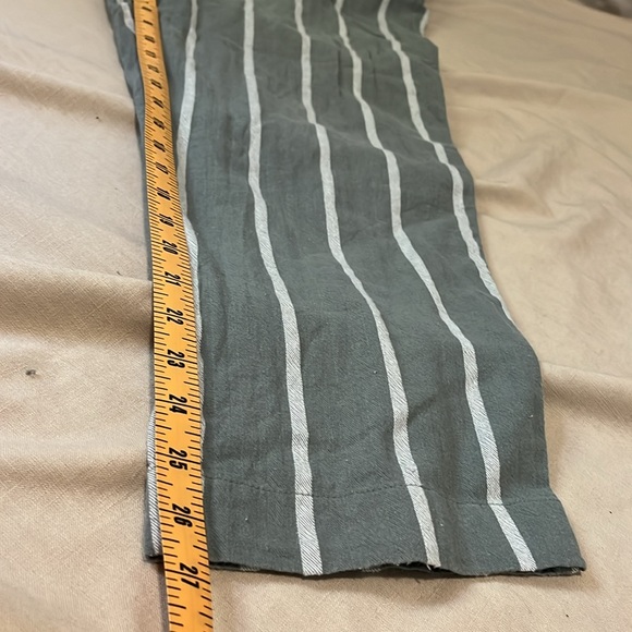 Loft Outlet Womens Sz L high rise straight elastic cotton pants Sage striped - Picture 8 of 8